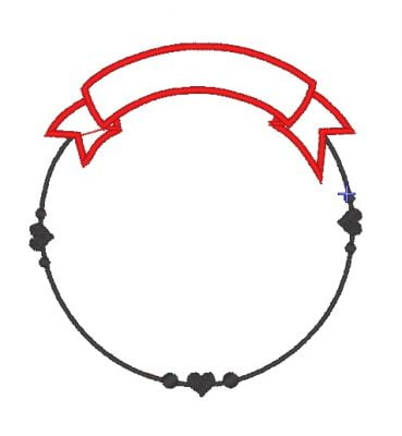 Matriz de Bordado - Coração Faixa Moldura Aplique - Imagem 2