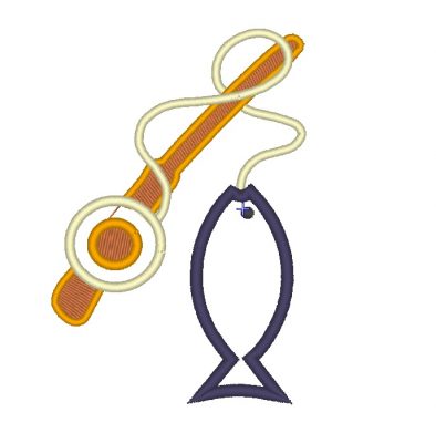 Matriz De Bordado - Peixe Na Vara Aplique - Imagem 2