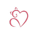 Desenho Amo Gato de Coração para bordar