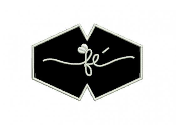 Matriz De Bordado Máscara De Proteção Fé Com Coração