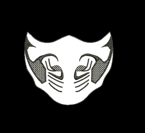 Matriz De Bordado Máscara Scorpion Mortal Kombat para bordar sem preenchimento.