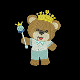 Matriz De Bordado Urso Rei com bastão para bordar