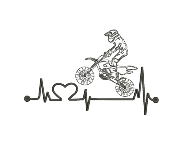 Matriz De Bordado Batimentos Motocross para bordar com coração