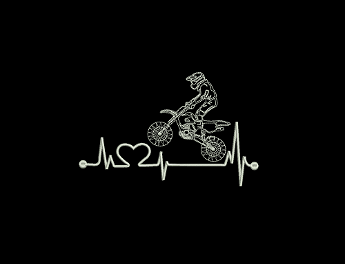 Matriz De Bordado Batimentos Motocross para bordar com coração