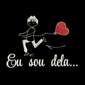 Matriz De Bordado Eu sou Dela Para Bordar. Ele com coração e Frase. Namorado, Namorada. Namorados.