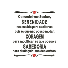 Matriz De Bordado Frase Serenidade, coragem e Sabedoria para bordar