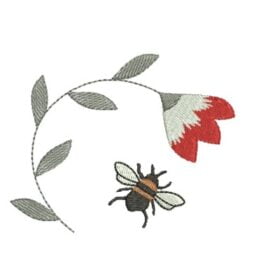 Matriz De Bordado Abelha com flor para bordar