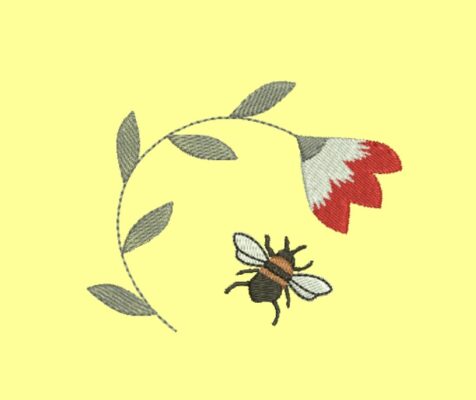 Matriz De Bordado Abelha com flor para bordar