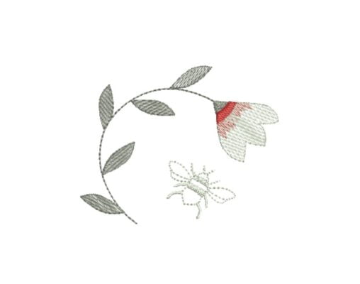 Matriz De Bordado Abelha e Flor para bordar. Contorno