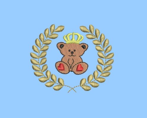 Matriz De Bordado Moldura Urso Rei para bordar. Ramo