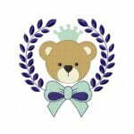 Matriz De Bordado Moldura Urso Com Laço para bordar. 