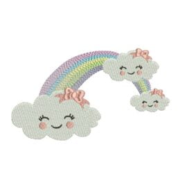 Matriz De Bordado Nuvem Com Arco-Íris para bordar. 