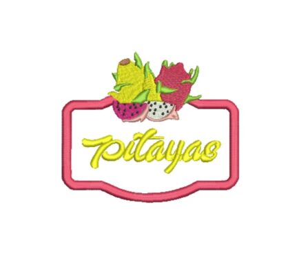 Matriz De Bordado Fruta Pitaya para Bordar. Nome Com Moldura