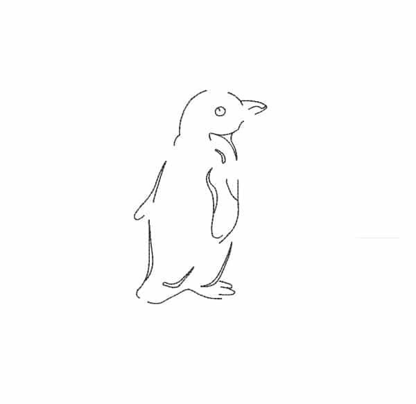 Matriz De Bordado Pinguim Para Bordar. Contorno Sem Preenchimento