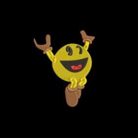 Matriz De Bordado Emoji Feliz Para Bordar. Emoticon Feliz em Pé.