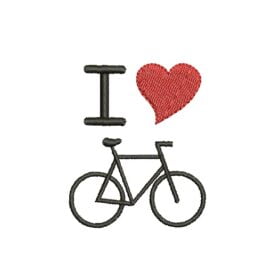 Matriz De Bordado I Love Bike Para Bordar. Eu Amo Bicicleta com coração