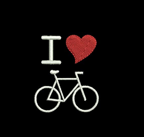Matriz De Bordado I Love Bike Para Bordar. Eu Amo Bicicleta com coração