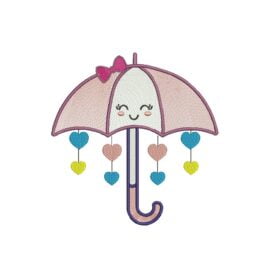 Matriz De Bordado Guarda Chuva Com Corações para Bordar.