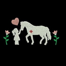 Matriz De Bordado Menina Com Cavalo Para Bordar.