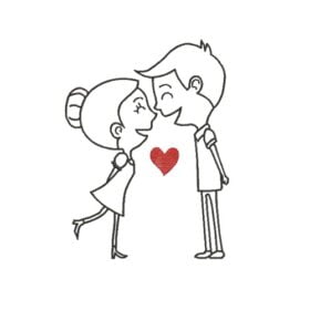 Matriz De Bordado Menina e Menino Com Coração Para Bordar.