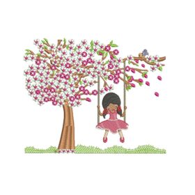 Matriz De Bordado Menina No Balanço Para Bordar.