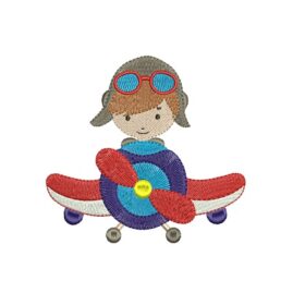 Matriz De Bordado Menino Aviador para bordar.