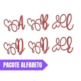 Matriz De Bordado alfabeto com coração para bordar