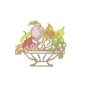 Matriz De Bordado Cesta De Frutas Ponto Cruz Para Bordar.