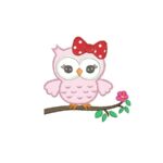 Matriz De Bordado Corujinha No Galho Aplique para Bordar Com Lacinho.