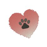 Matriz De Bordado Coração Com Patinha Mesclado para bordar. Rippled