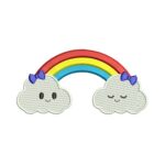 Matriz De Bordado Arco-íris com nuvens para bordar com Lacinhos.