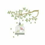 Matriz De Bordado Passarinhos Na Gaiola com Galho para bordar. 