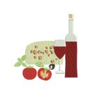 Matriz De Bordado Vinho, Queijo e Tomate para bordar. 