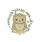 Matriz De Bordado Corujinha No Ramo De Flores Para Bordar.