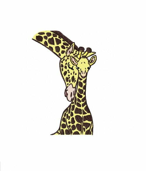 Matriz De Bordado Girafa com filhote para bordar. Girafinha