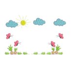 Matriz De Bordado Jardim Com Borboletas e Flores Para Bordar.