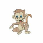 Matriz De Bordado Macaquinho Para Bordar. Macaco Rippled