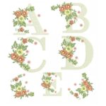 Matriz de bordado alfabeto flores
