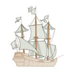Matriz de Bordado Caravela para bordar. Barco, Embarcação