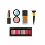 Matriz de Bordado Pacotinho Maquiagem para bordar. Batom, Blush, Esmalte, Pincel e Sombra.