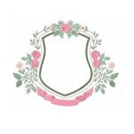 Matriz De Bordado Brasão com rosas e folhas para bordar.