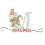 matriz de bordado marina para bordar com borboleta e flores