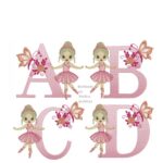 matriz-de-bordado-alfabeto-bailarina-flores-borboletas