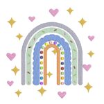 Matriz de Bordado Arco-íris para bordar com estrelas e corações - Rippled.