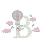 Matriz de Bordado - Alfabeto Balão Nuvens Menina para Bordar - Imagem 3
