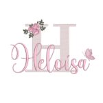 Matriz de Bordado Nome Heloisa para bordar com borboleta e flores pontos leves