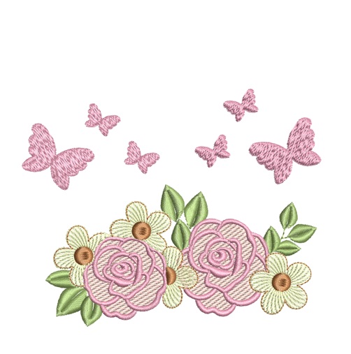 matriz-de-bordado-Rosas-Flores-Borboletas