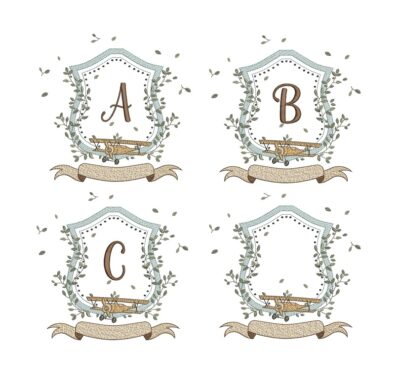 Matriz de Bordado Alfabeto Avião Moldura para bordar