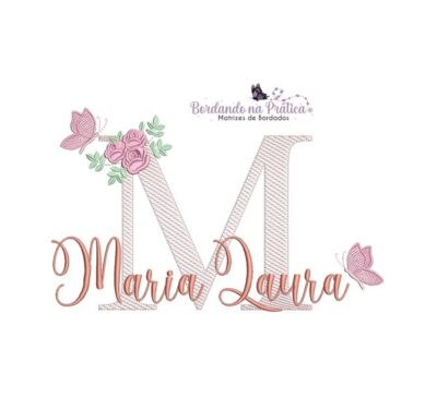 Matriz De Bordado Coleção 120 nomes Borboletas com flores para bordar