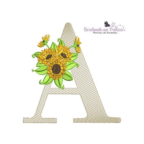 matriz-de-bordado-letra-A-girassol-alfabeto-para-bordar-bordado-na-pratica